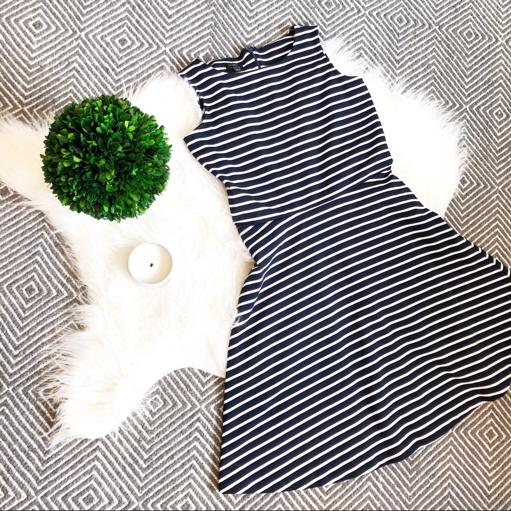 Talbots | Navy Stripe A-line Dress